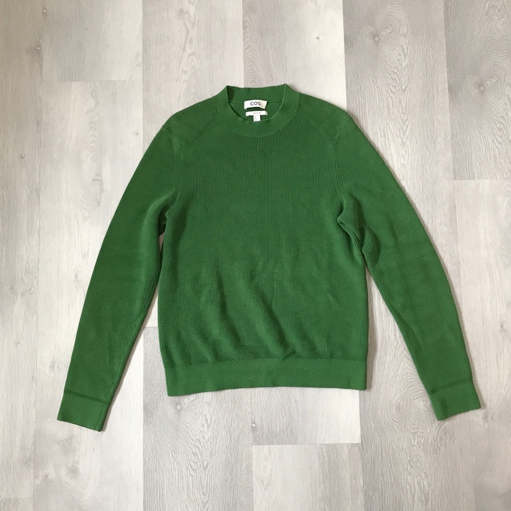 COS MENS KELLY GREEN SWEATER LONG SLEEVE CREW SMALL